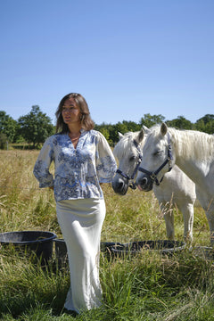 Roselle Artist Paisley Blouse - Powder Blue