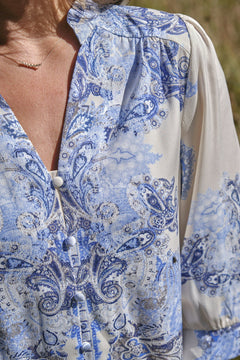 Roselle Artist Paisley Blouse - Powder Blue