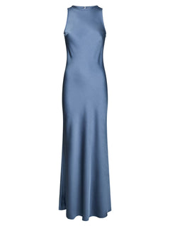Celinie Heavy Sateen Dress - Smoke Blue