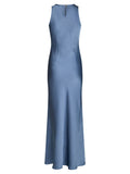 Celinie Heavy Sateen Dress - Smoke Blue