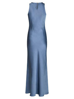 Celinie Heavy Sateen Dress - Smoke Blue