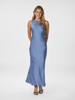 Celinie Heavy Sateen Dress - Smoke Blue