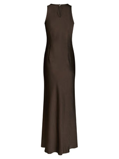 Celinie Heavy Sateen Dress - Dark Brown