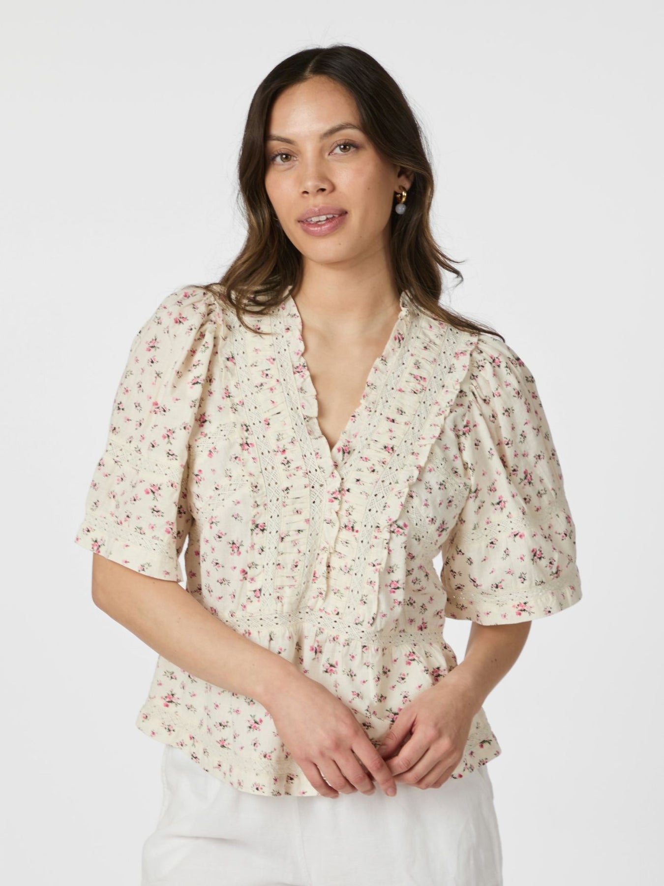 Evienne Floral Blush Top - Rose