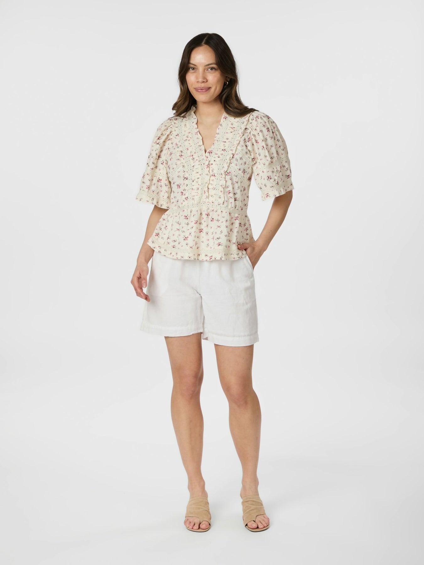 Evienne Floral Blush Top - Rose