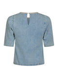 Rosia Denim Emb Top - Light Blue