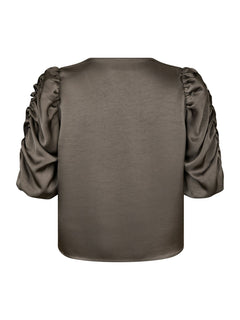 Elba Heavy Sateen Blouse - Warm Grey