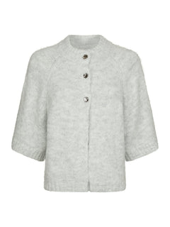 Benuta Fluffy Knit Cardigan - Light Grey Melange