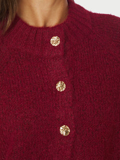 Benuta Fluffy Knit Cardigan - Dark Red