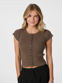 Todda Knit Tee - Brown Melange