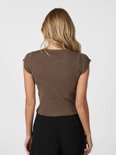 Todda Knit Tee - Brown Melange