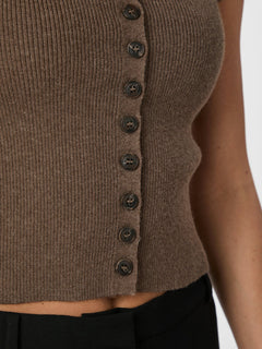 Todda Knit Tee - Brown Melange