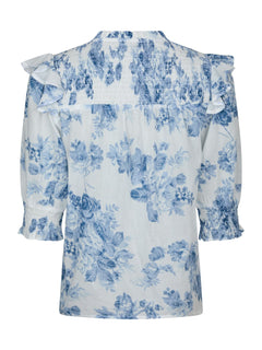 Davina Flower Flow Blouse - Light Blue