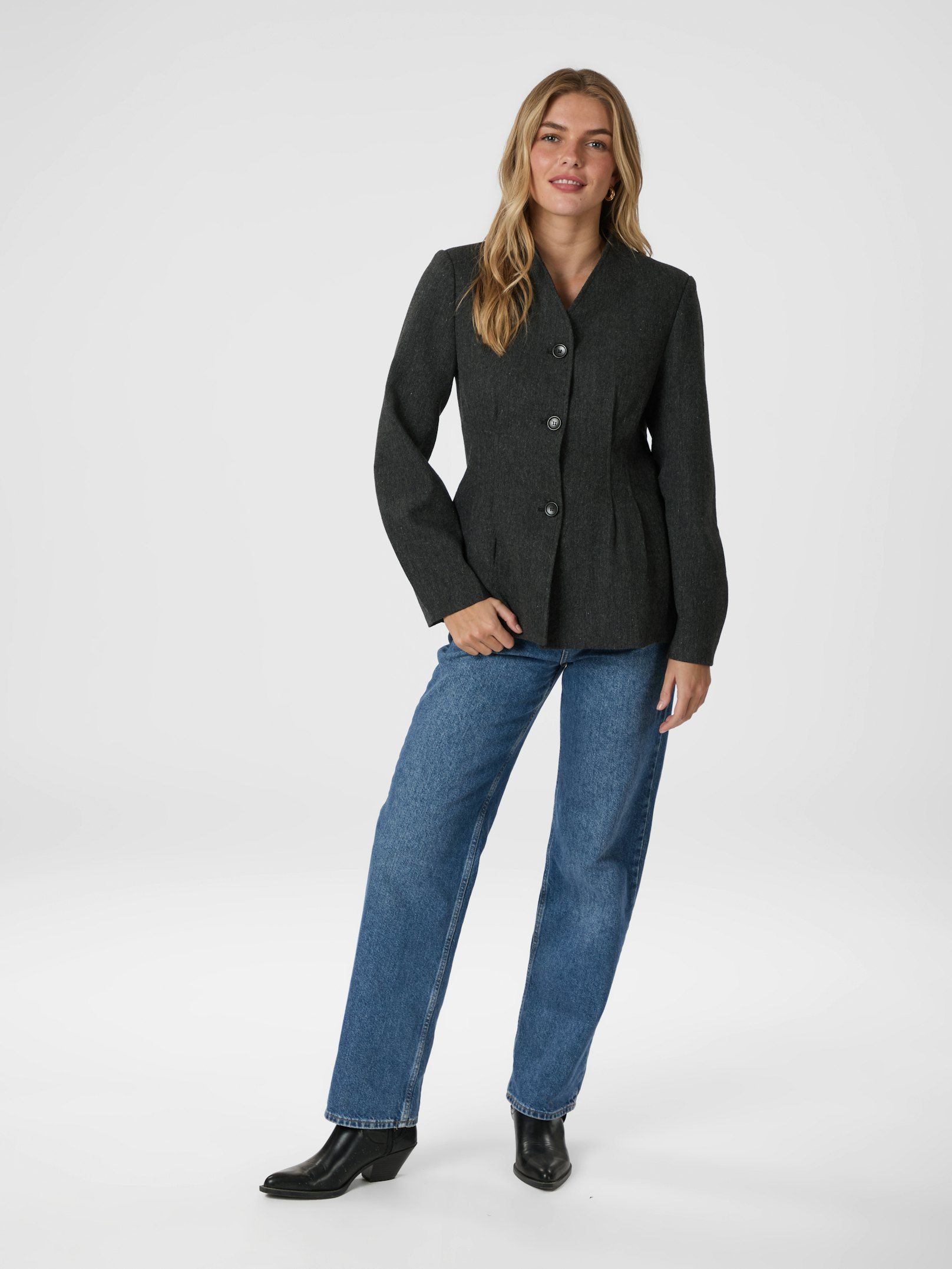 Senara Blazer - Dark Grey Melange