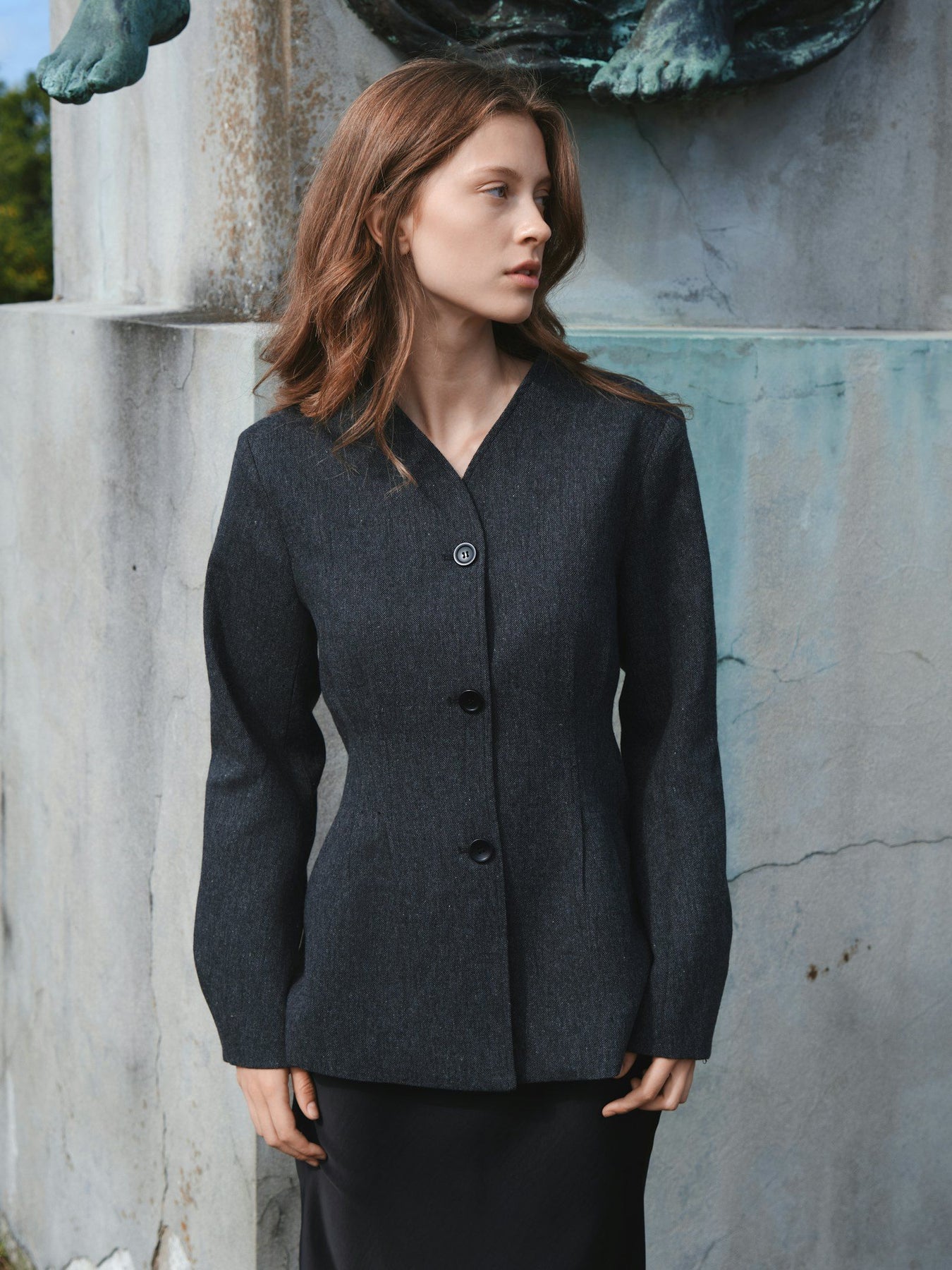 Senara Blazer - Dark Grey Melange