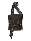 Torinti Mesh Dot Top - Brown