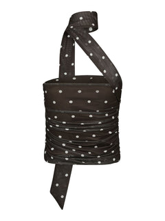Torinti Mesh Dot Top - Brown