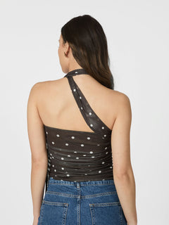 Torinti Mesh Dot Top - Brown