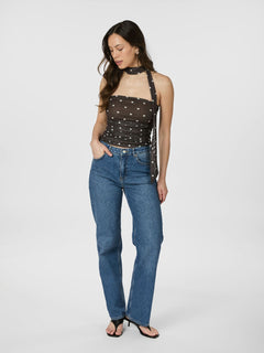 Torinti Mesh Dot Top - Brown