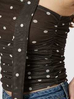 Torinti Mesh Dot Top - Brown