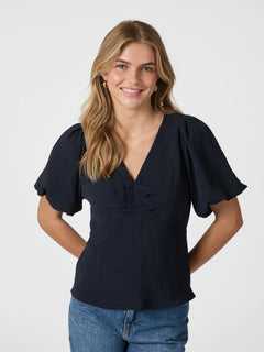 Irina Structure Blouse - Navy