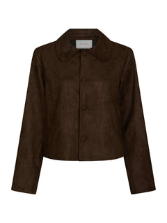 Nilo Faux Suede Jacket - Dark Brown