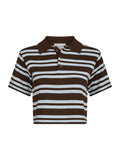 Mulann Polo Knit Blouse - Dark Brown