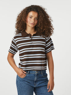 Mulann Polo Knit Blouse - Dark Brown