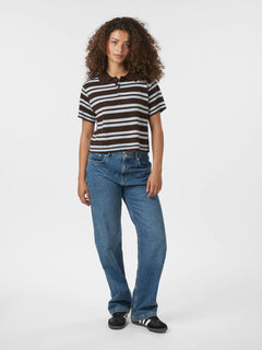 Mulann Polo Knit Blouse - Dark Brown