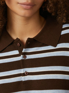 Mulann Polo Knit Blouse - Dark Brown