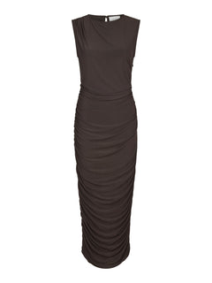 Corilina Solid Mesh Dress - Brown