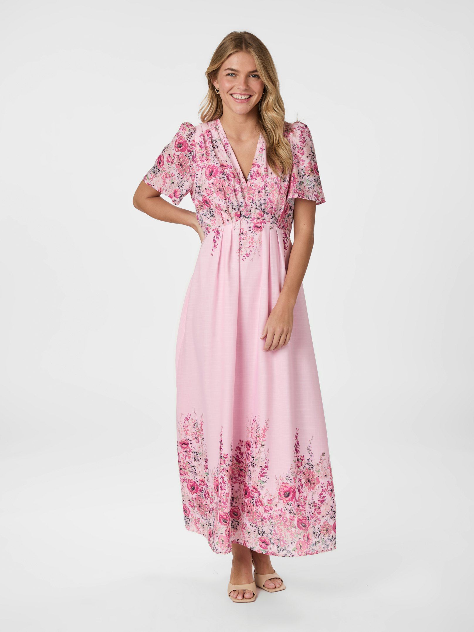 Serna Flower Print Dress - Light Pink