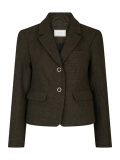 Waed Mini Check Blazer - Brown Melange