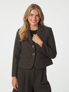 Waed Mini Check Blazer - Brown Melange