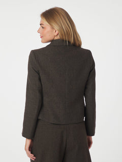 Waed Mini Check Blazer - Brown Melange