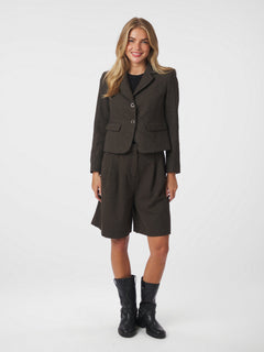 Waed Mini Check Blazer - Brown Melange