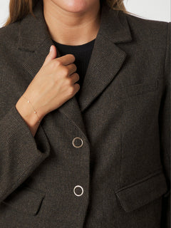 Waed Mini Check Blazer - Brown Melange