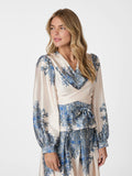 Rista Paisley Border Blouse - Ash Blue