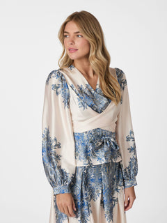 Rista Paisley Border Blouse - Ash Blue