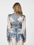 Rista Paisley Border Blouse - Ash Blue