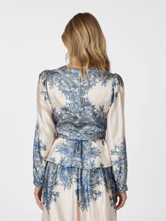 Rista Paisley Border Blouse - Ash Blue