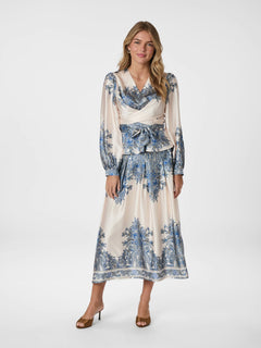 Rista Paisley Border Blouse - Ash Blue