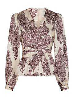 Rista Paisley Drop Blouse - Burgundy