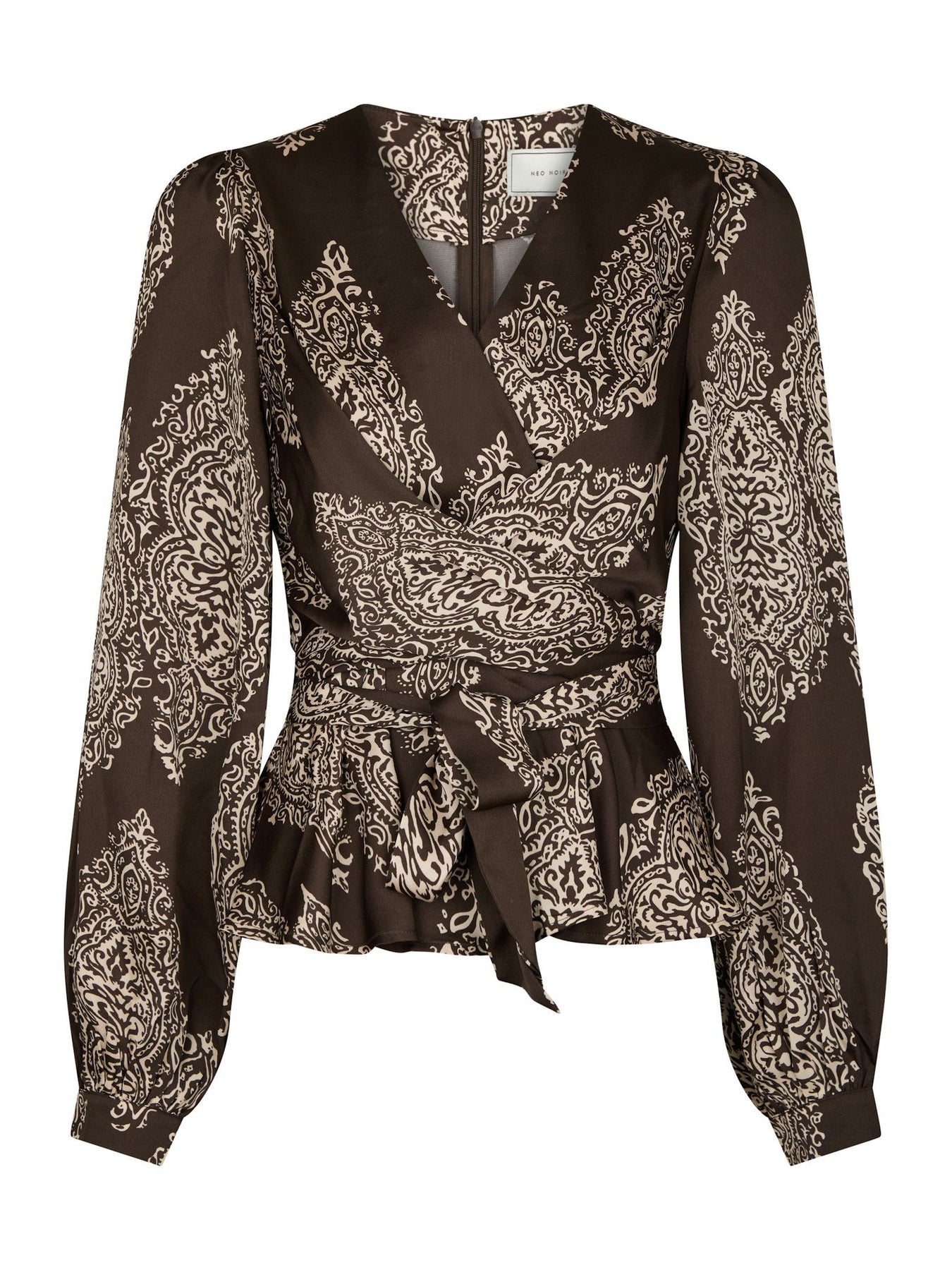 Rista Paisley Drop Blouse - Dark Brown