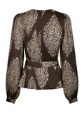 Rista Paisley Drop Blouse - Dark Brown