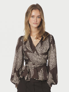 Rista Paisley Drop Blouse - Dark Brown