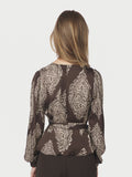 Rista Paisley Drop Blouse - Dark Brown