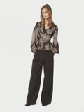 Rista Paisley Drop Blouse - Dark Brown