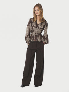 Rista Paisley Drop Blouse - Dark Brown