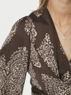 Rista Paisley Drop Blouse - Dark Brown